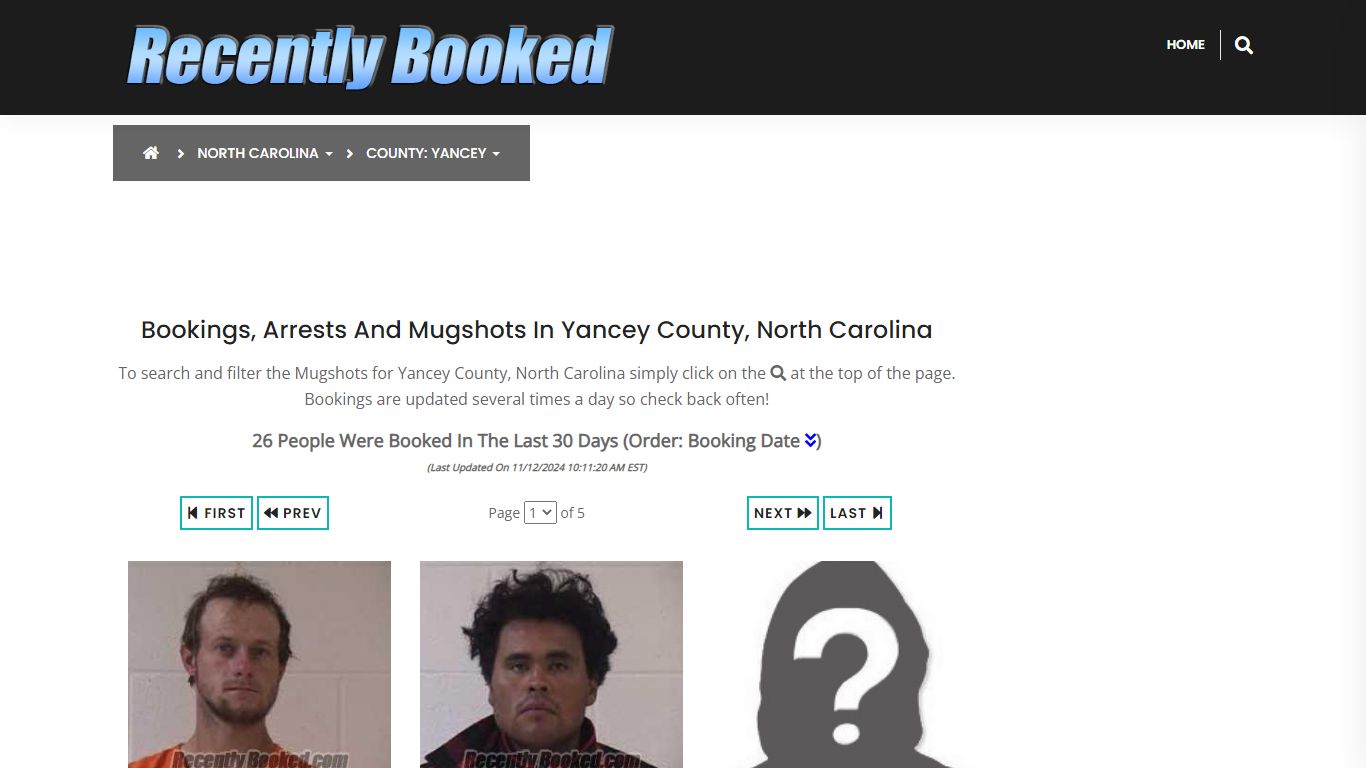 Bookings, Arrests and Mugshots in Yancey County, North Carolina