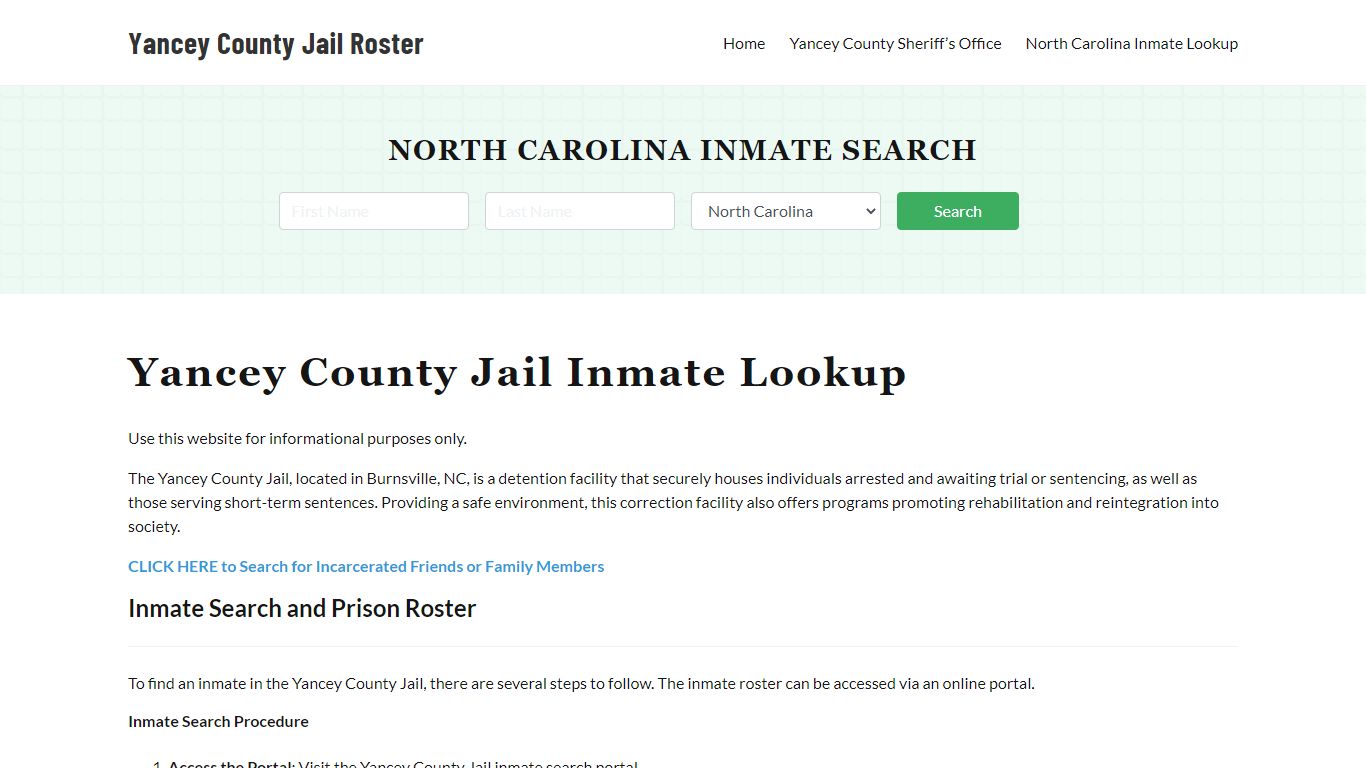 Yancey County Jail Roster Lookup, NC, Inmate Search